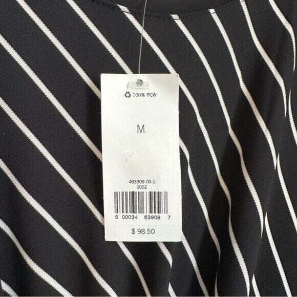 Banana Republic Stripe Twist FrontMidi Dress Size Medium Black & White - Picture 11 of 15